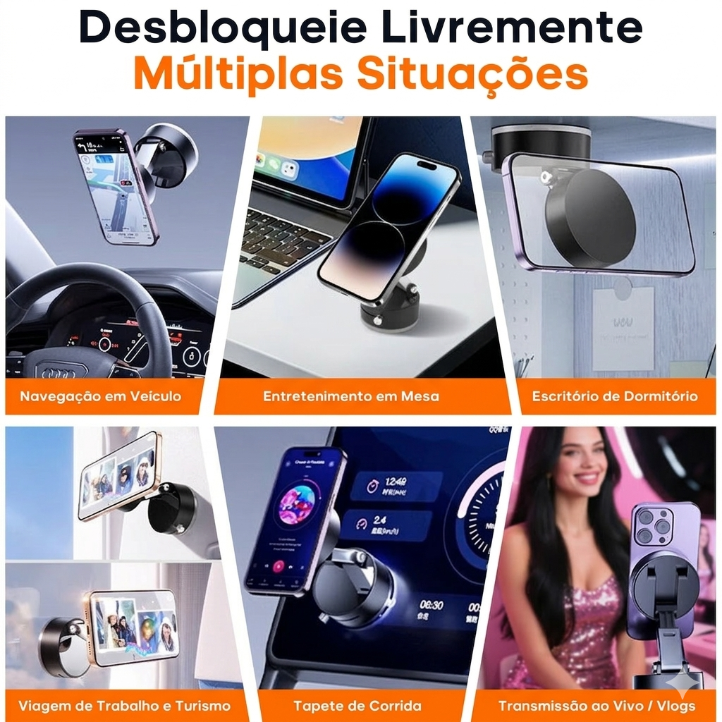 AutoMag® - Suporte Magnético 360° - Fixação Ultra Forte