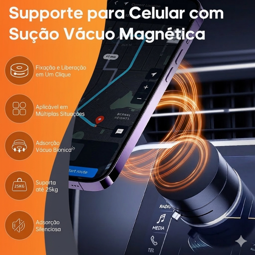 AutoMag® - Suporte Magnético 360° - Fixação Ultra Forte