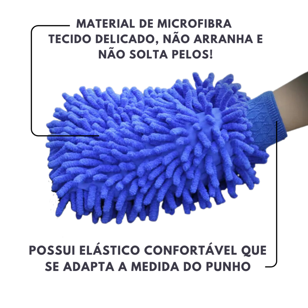 Kit de Lavagem Automotiva - Flanela de Microfibra 30x40cm + Luva Microfibra + 05 Pincéis