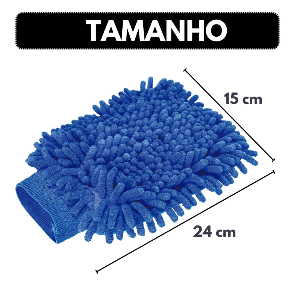 Kit de Lavagem Automotiva - Flanela de Microfibra 30x40cm + Luva Microfibra + 05 Pincéis