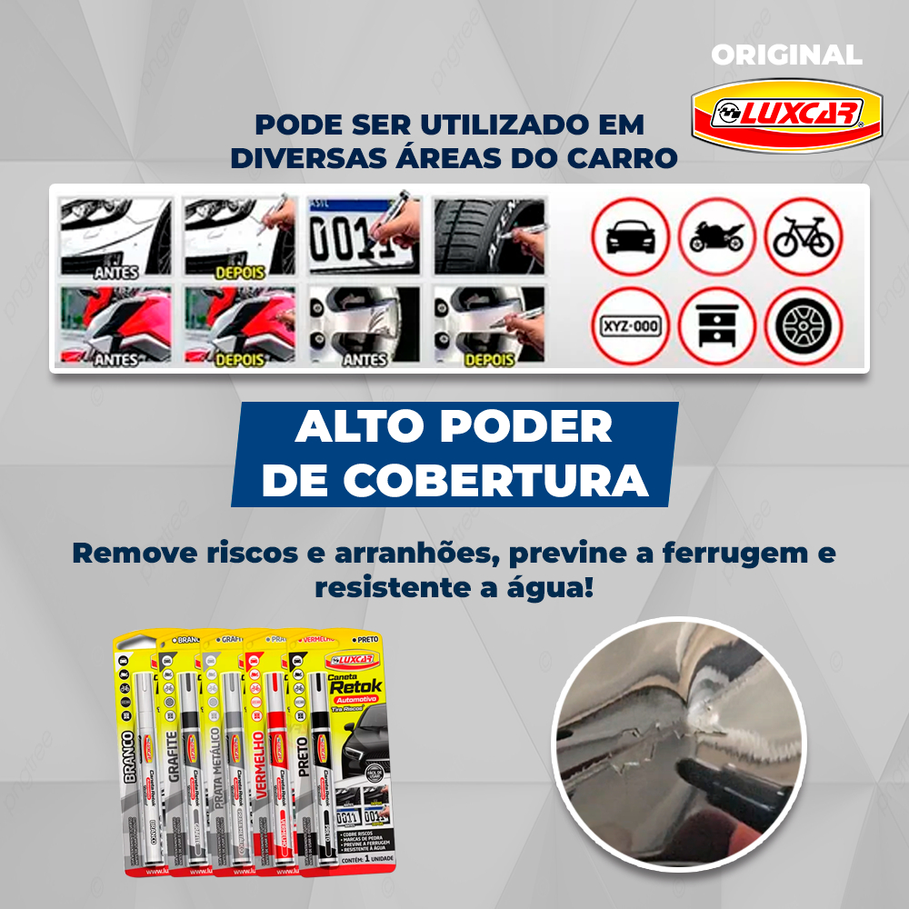 Caneta Reparadora De Pintura Tira Risco De Carro E Motos Luxcar