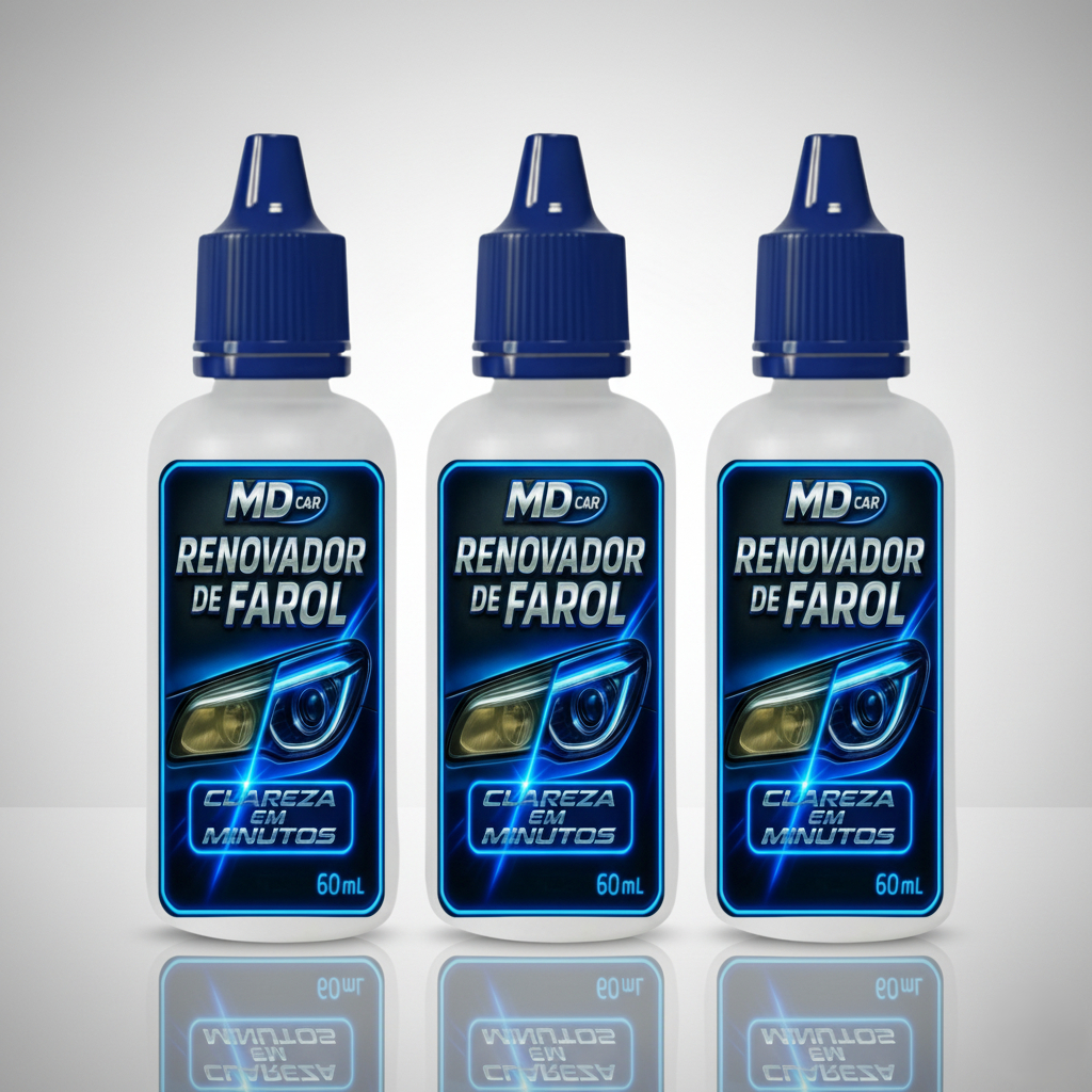 Revitalizador de Farol MD Car – Remove Amarelado, Fosco e Opacidade dos Faróis - 60 ml