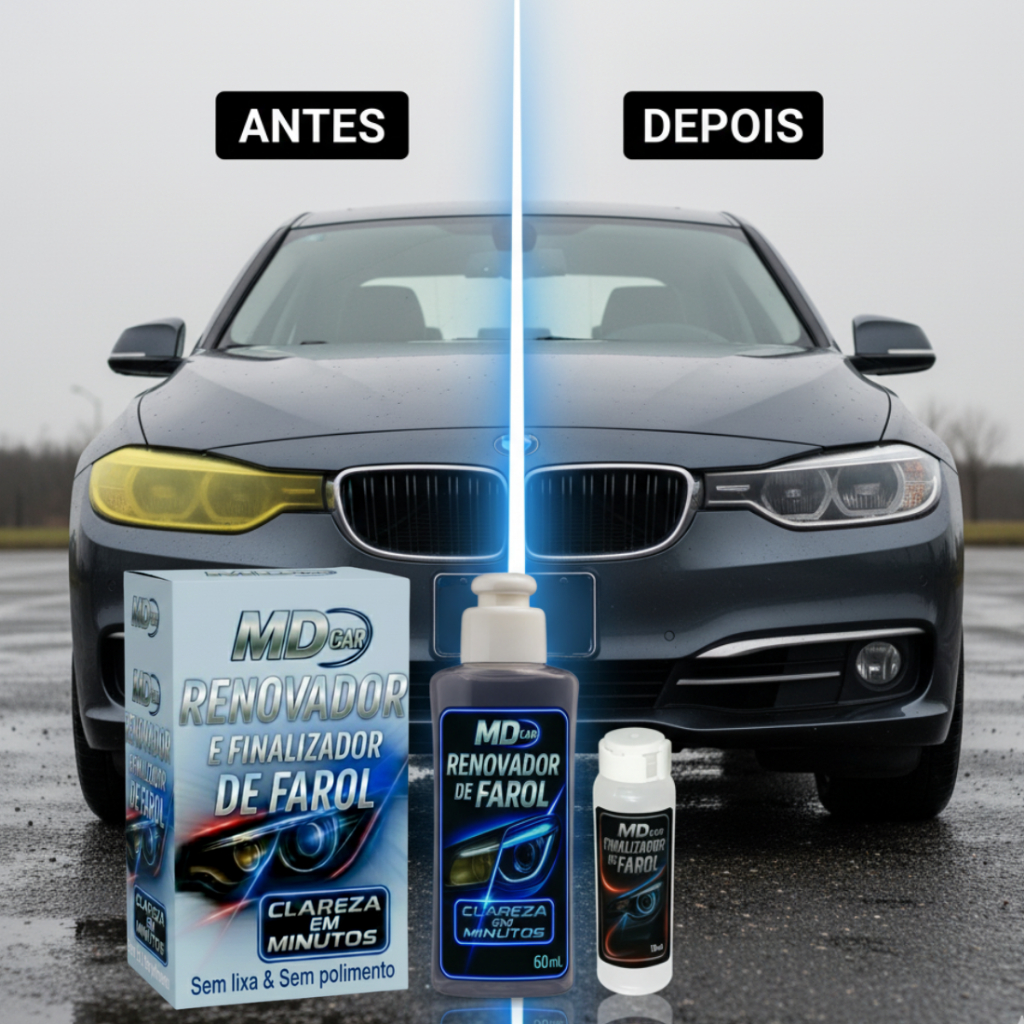 Revitalizador de Farol MD Car – Remove Amarelado, Fosco e Opacidade dos Faróis - 60 ml