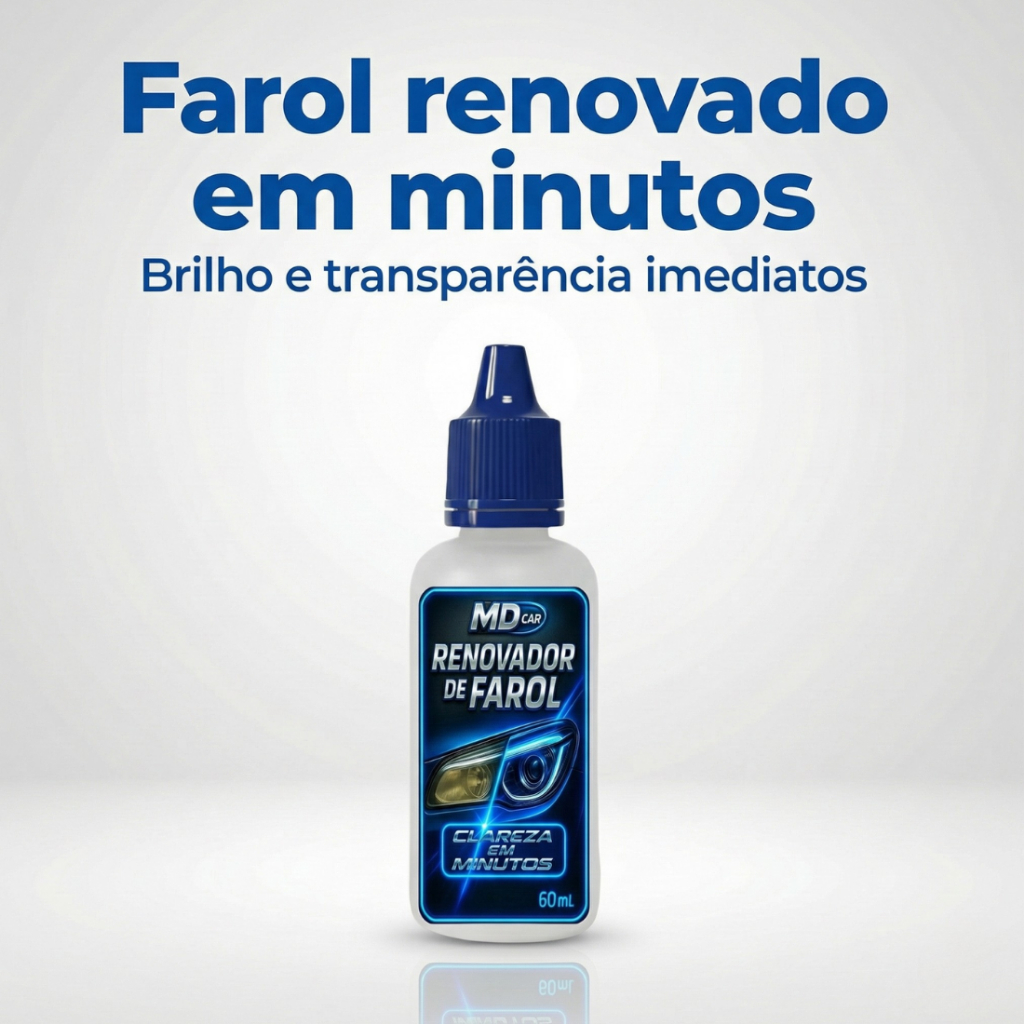 Revitalizador de Farol MD Car – Remove Amarelado, Fosco e Opacidade dos Faróis - 60 ml