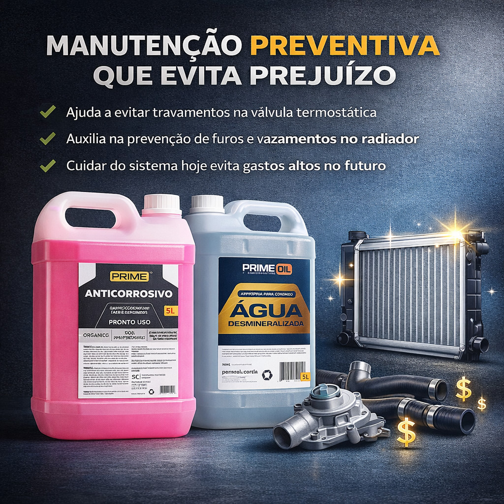 Conjunto Radiador Fluido Rosa Pronto Uso 5L + Água Desmineralizada 5L