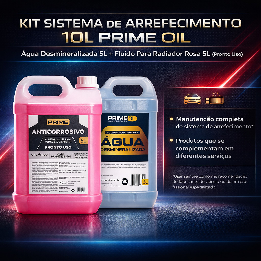 Conjunto Radiador Fluido Rosa Pronto Uso 5L + Água Desmineralizada 5L