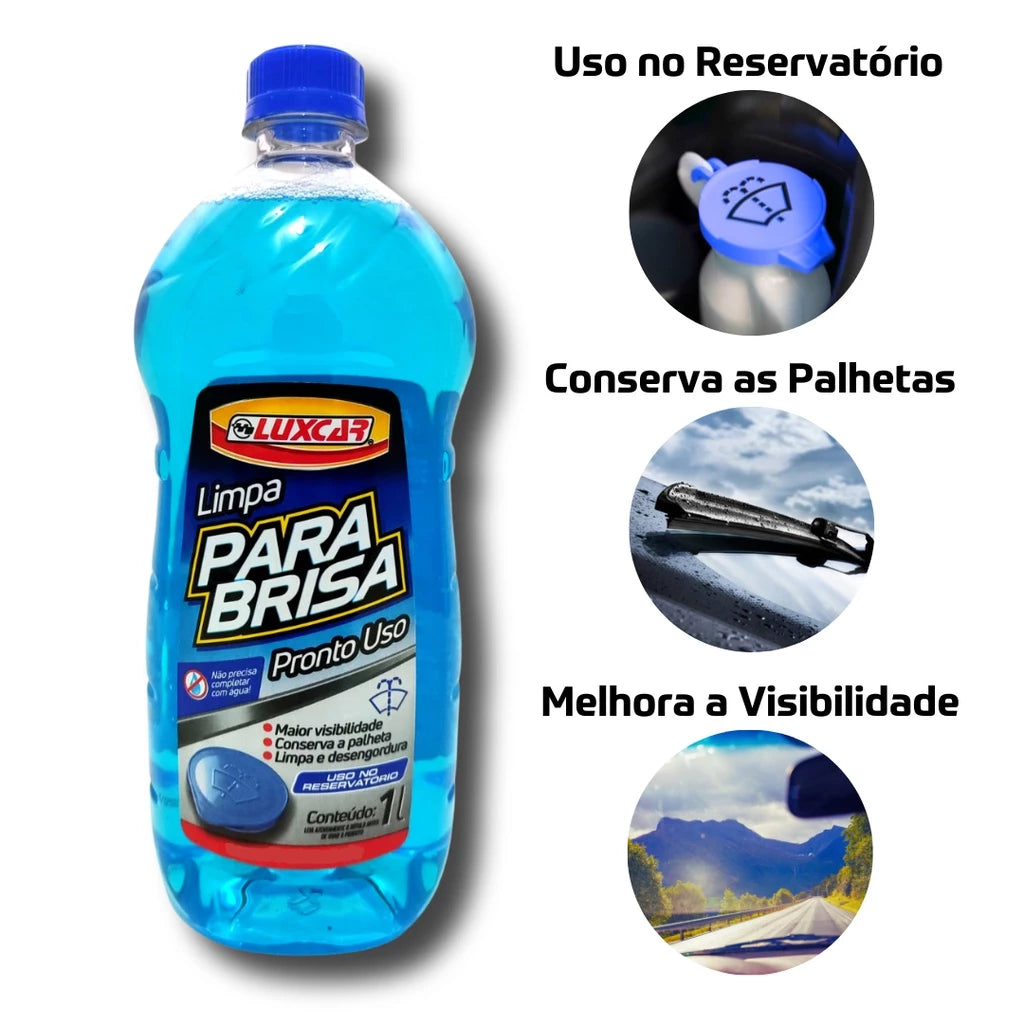 Fluído Luxcar Limpa Para-Brisa - 1 Litro - Desengordura Cristaliza e da Brilho