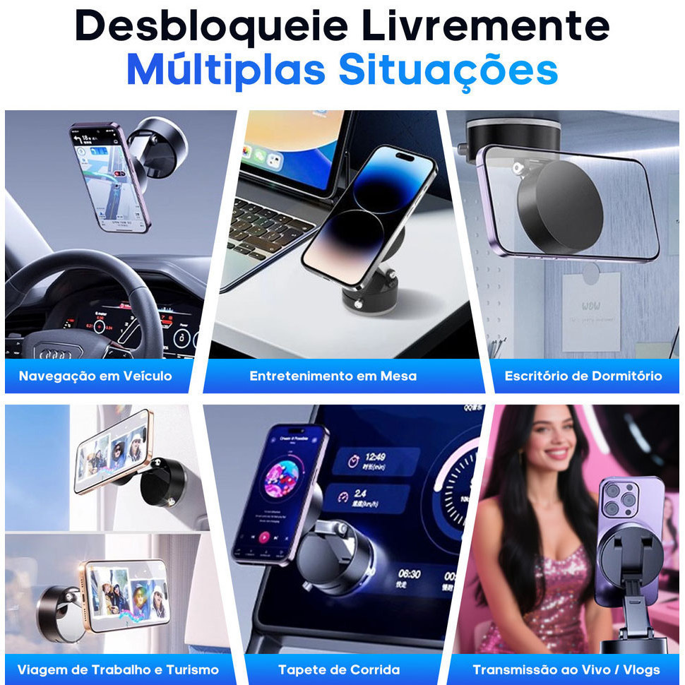 AutoMag - Suporte Magnético 360° - Fixação Ultra Firme