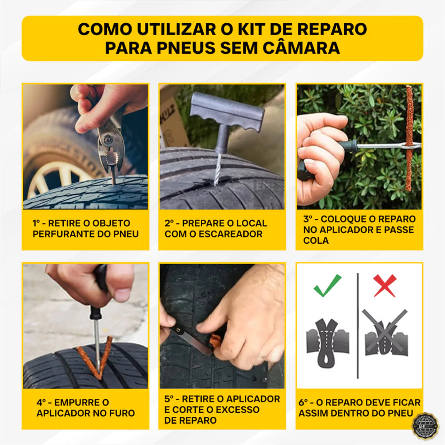 ReparoFlexy - Kit Reparo de Pneu Sem Câmara de Ar Para Carros e Motos