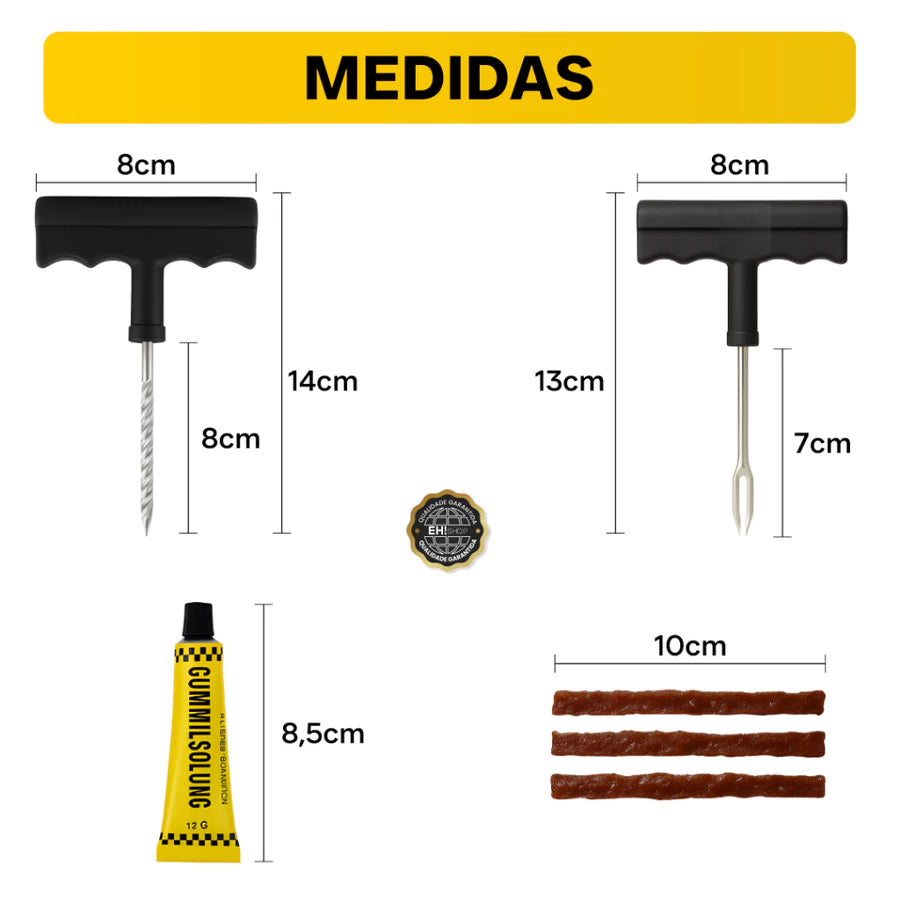 ReparoFlexy - Kit Reparo de Pneu Sem Câmara de Ar Para Carros e Motos