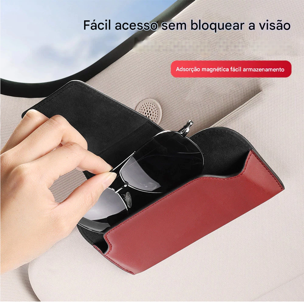 ViliesGlasses® - Porta Óculos Automotivo com Aba Magnética