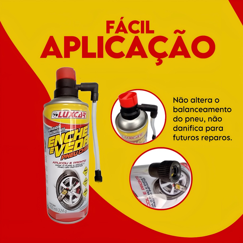 Enche e Veda - Reparador Instantâneo De Pneu Spray 400ml - Luxcar 