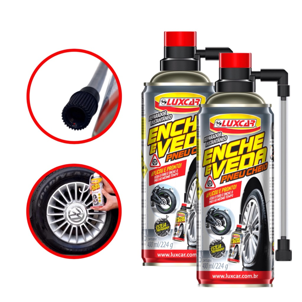 Enche e Veda - Reparador Instantâneo De Pneu Spray 400ml - Luxcar 