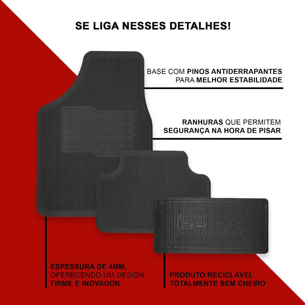 Kit Tapete Automotivo Universal - Versátil De Borracha Resistente
