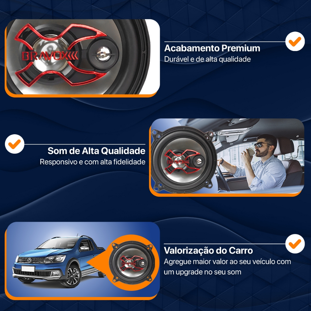 Alto Falante Bravox 5 Polegadas B3x50x Triaxial 50wrms Para Carros Picapes Suvs 1 unidade
