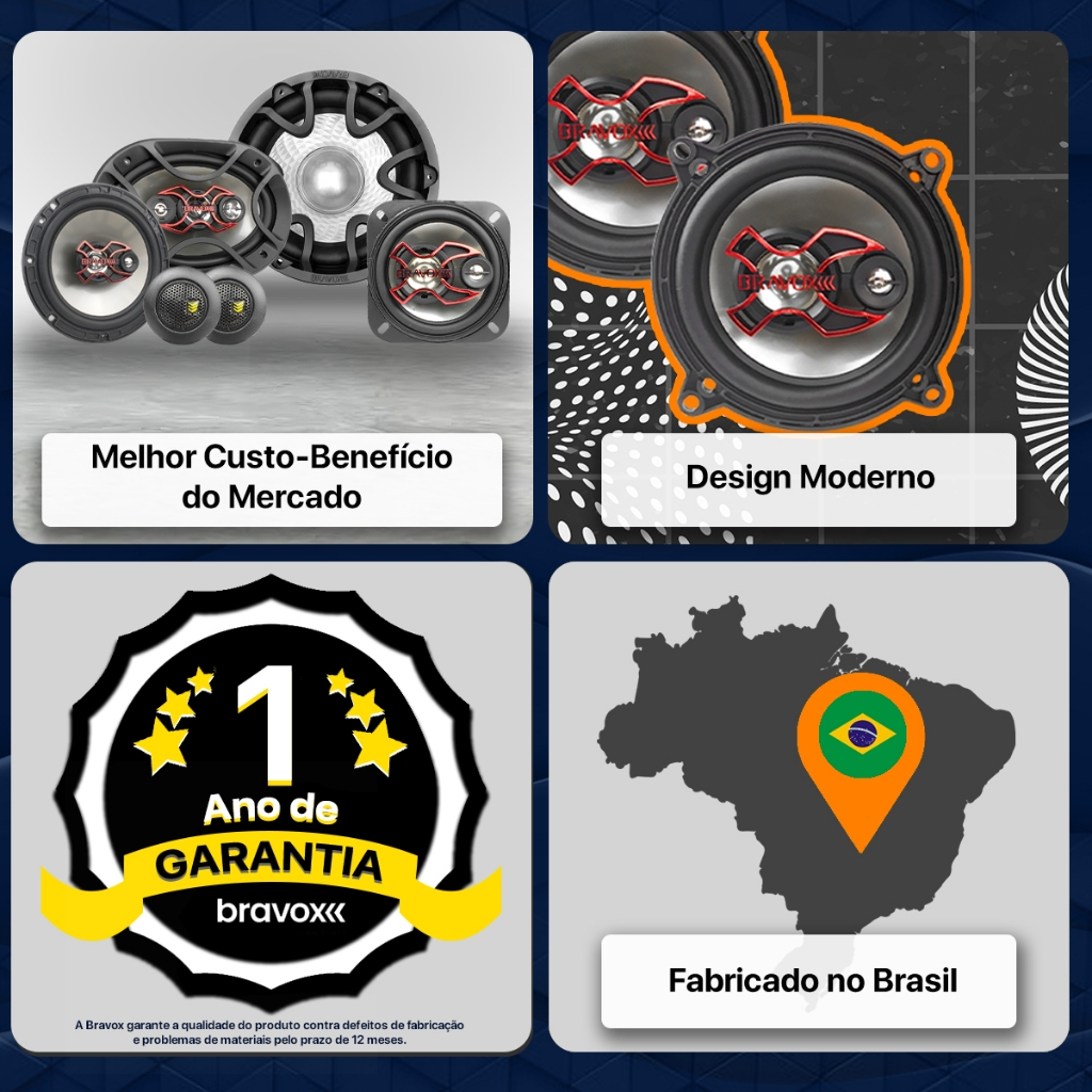 Alto Falante Bravox 5 Polegadas B3x50x Triaxial 50wrms Para Carros Picapes Suvs 1 unidade