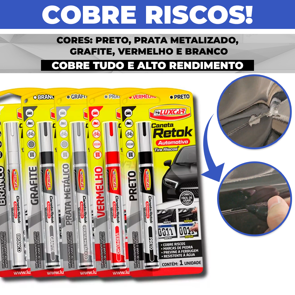 Caneta Reparadora De Pintura Tira Risco De Carro E Motos Luxcar