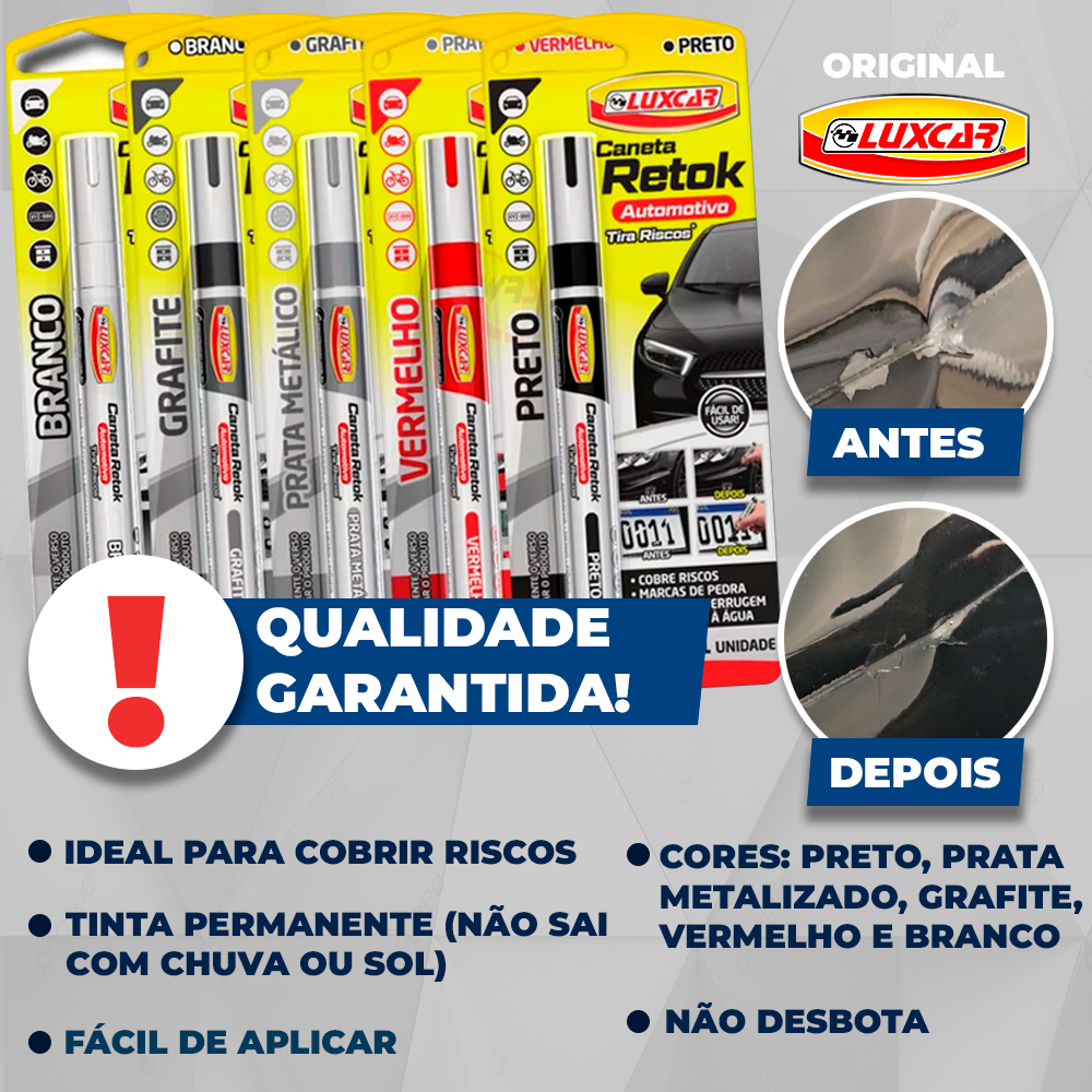 Caneta Reparadora De Pintura Tira Risco De Carro E Motos Luxcar