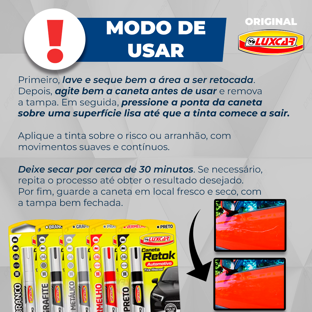 Caneta Reparadora De Pintura Tira Risco De Carro E Motos Luxcar
