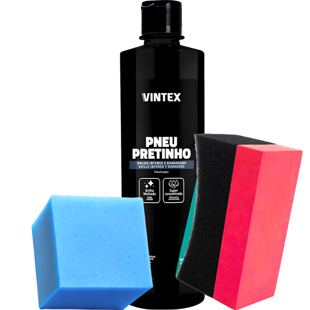 Pneu Pretinho Vintex Brilhante 500ml + Aplicador Curvo