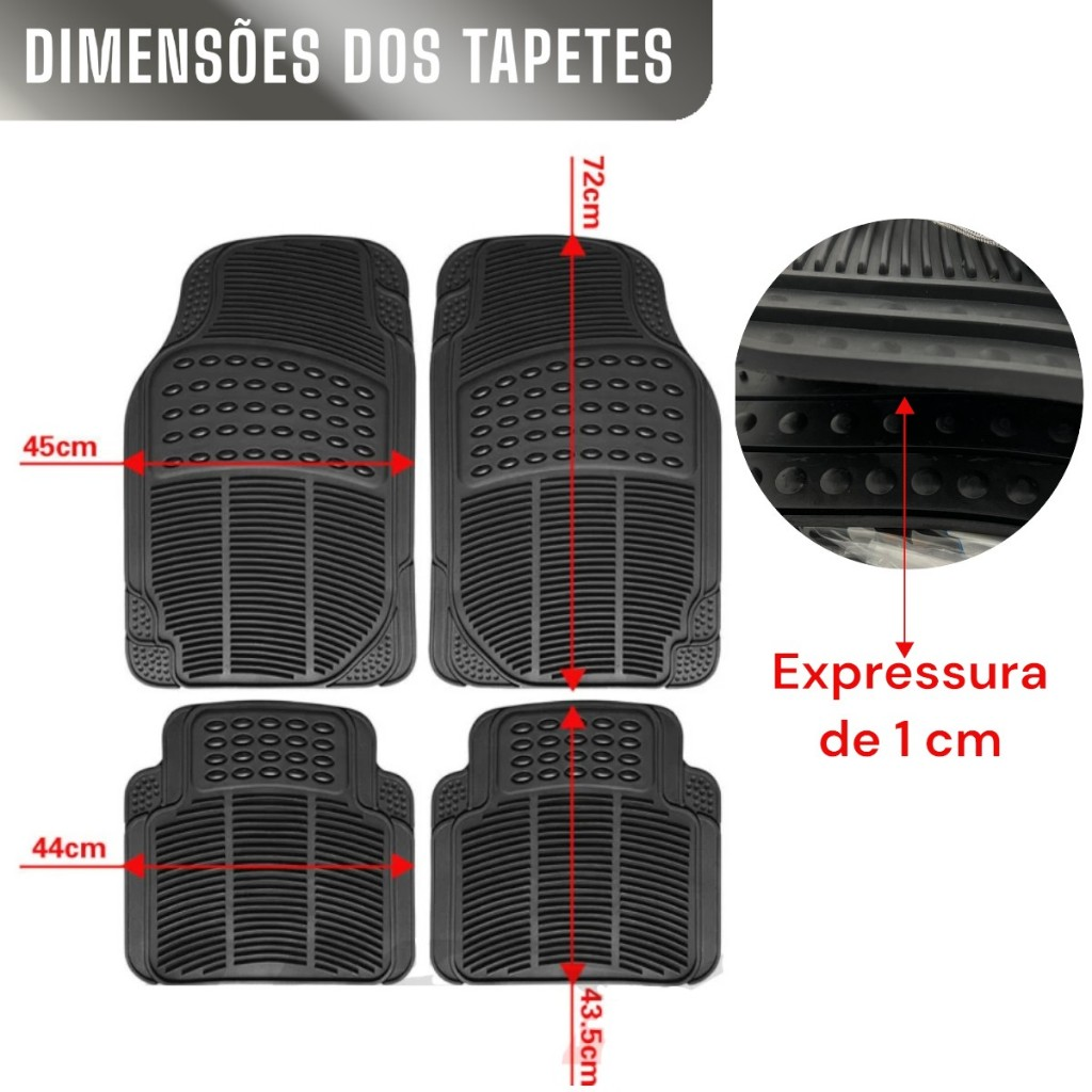 Kit Carpete Automotivo De Borracha PVC Reforçado