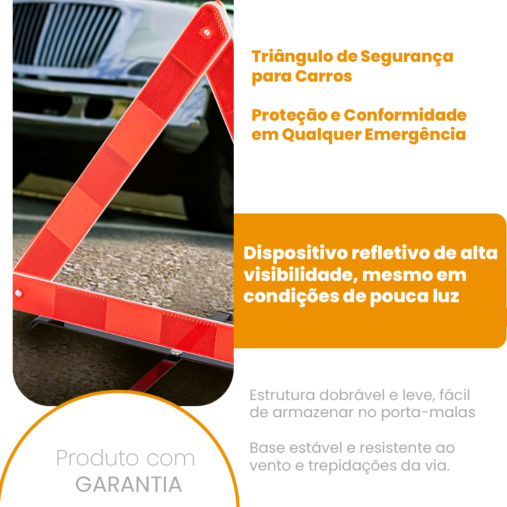 Triangulo De Segurança Para Carro Sinalização De Segurança Sinalizador Automotivo Carro Veículo Acidente