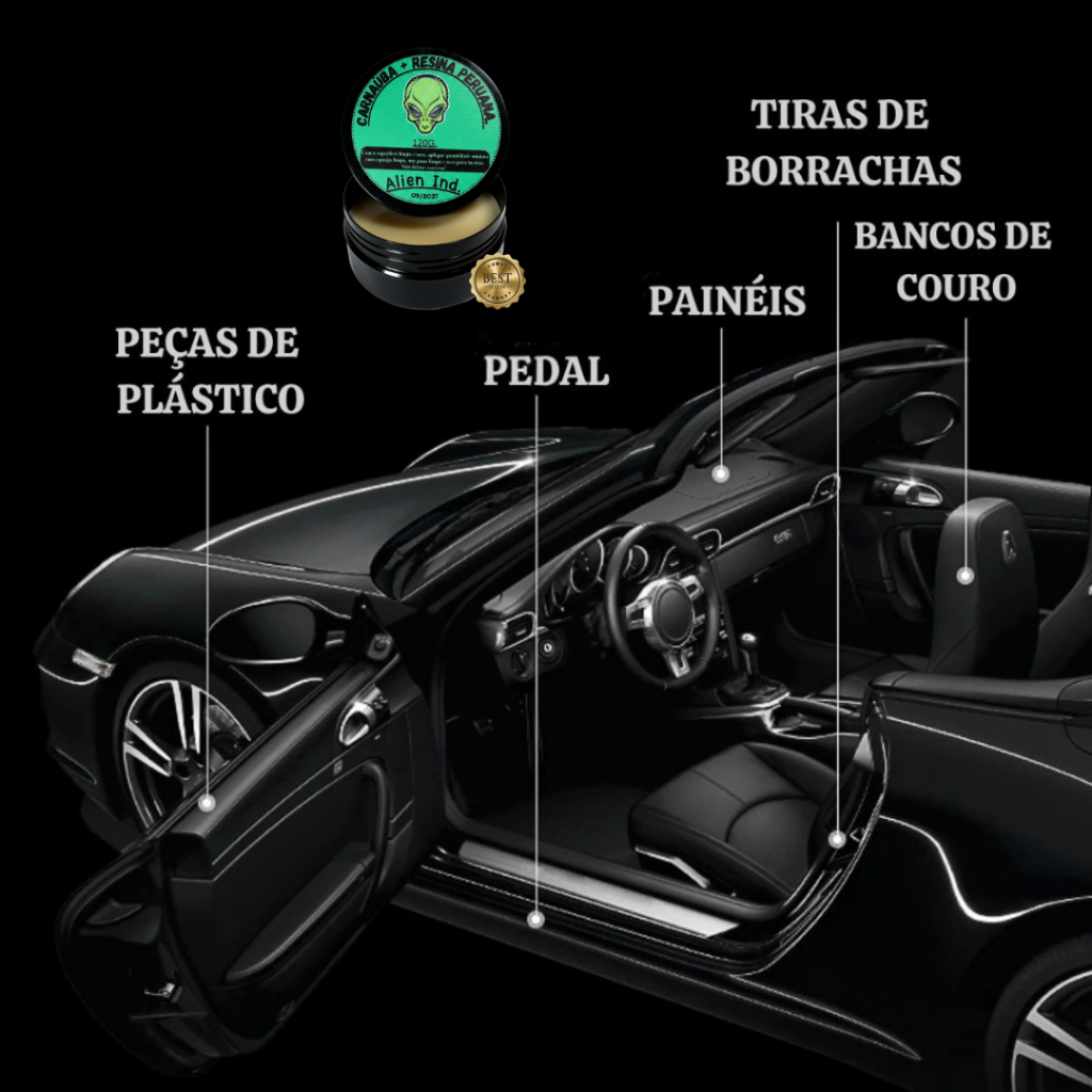 Cera Alien - Revitalizadora de Painel, Plástico, Para-Choque, Vinil, Borracha e Couro