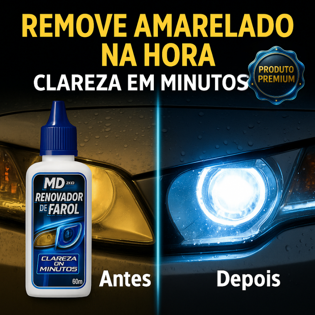 Revitalizador de Farol MD Car – Remove Amarelado, Fosco e Opacidade dos Faróis - 60 ml