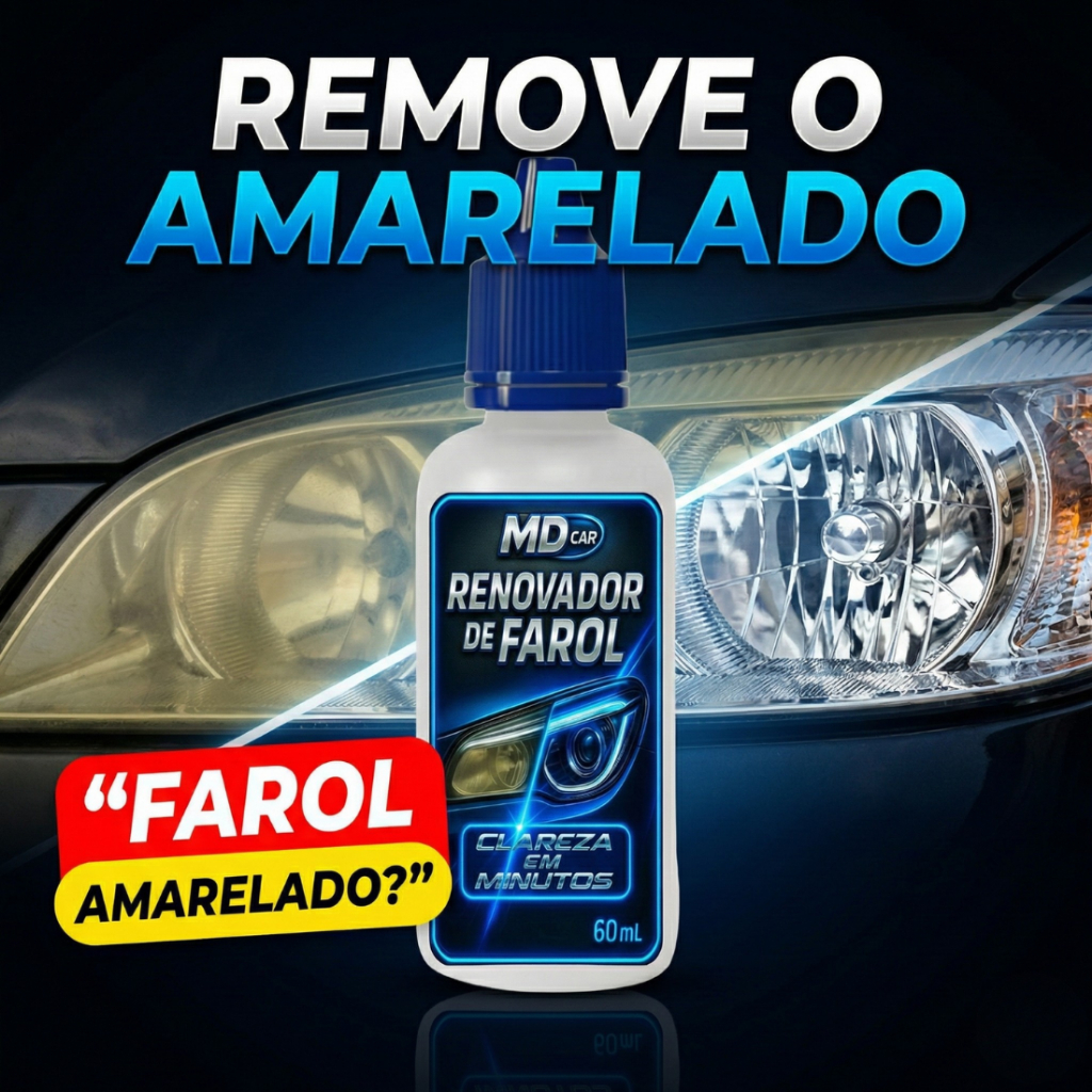 Revitalizador de Farol MD Car – Remove Amarelado, Fosco e Opacidade dos Faróis - 60 ml