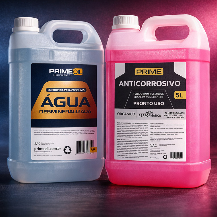 Conjunto Radiador Fluido Rosa Pronto Uso 5L + Água Desmineralizada 5L 