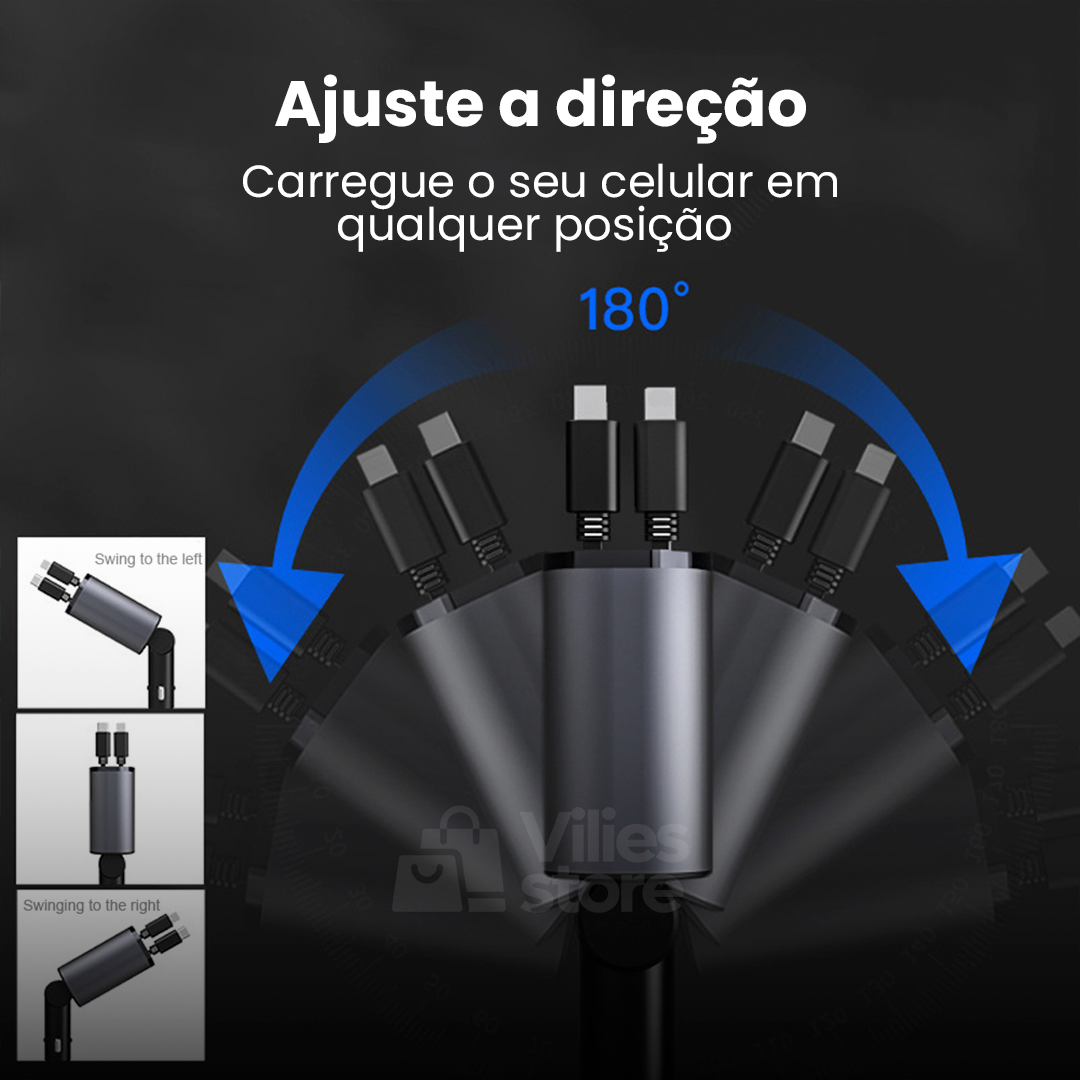 AutoCharge® - Carregador Retrátil Ultra Rápido