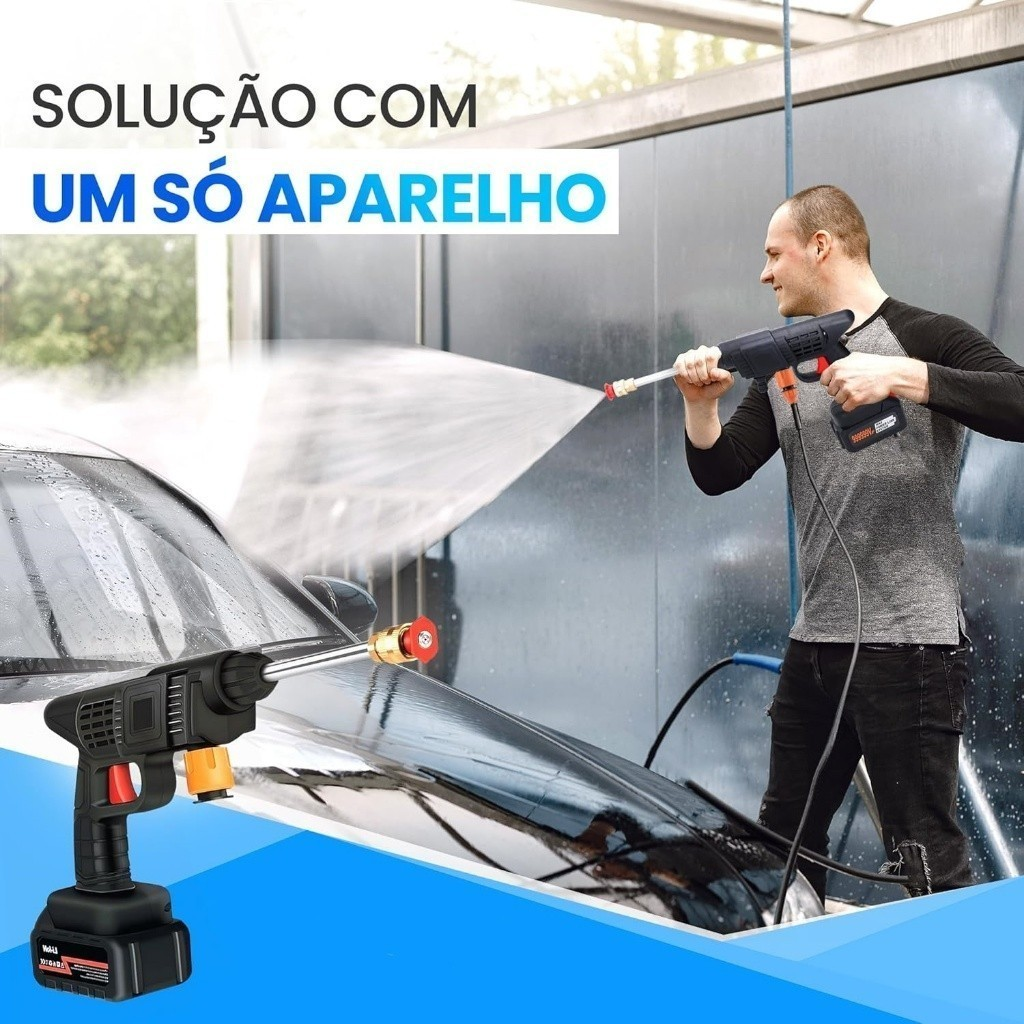 Lavadora De Alta Pressão Lava Jato - Portátil E Recarregável 
